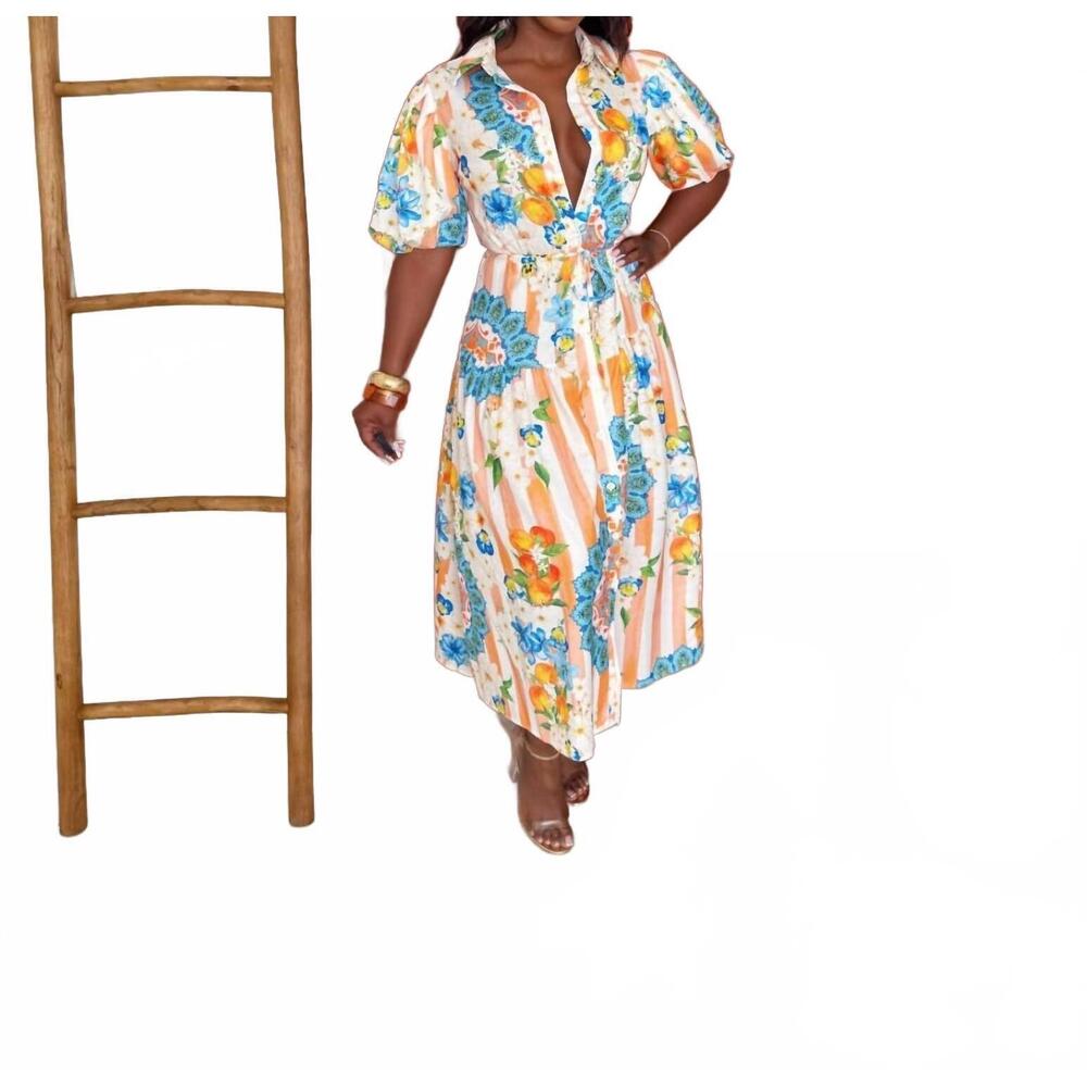 NEW TFY COLLECTION citrus maxi dress in multi